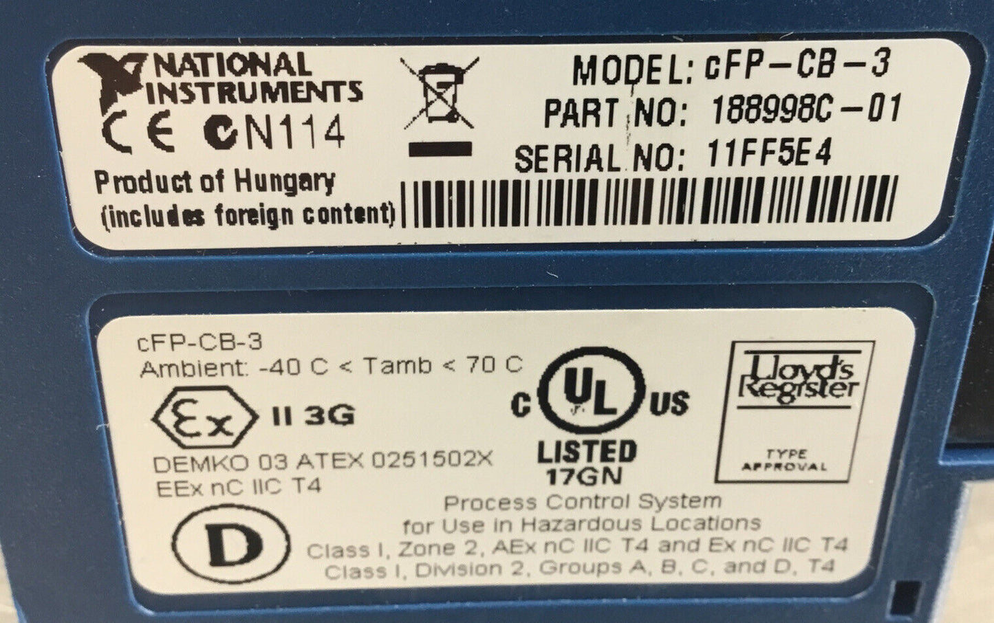 National Instruments cFP-CB-3 Integrated Isothermal Connector Block     3D-2