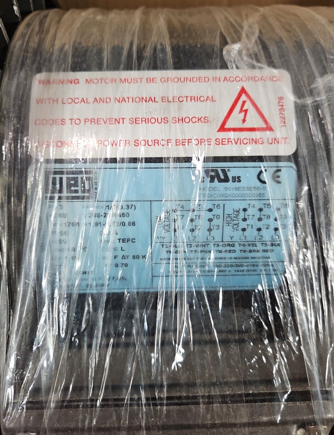 Weg .5018ES3E56-S  0.5HP04P56 -208-230/460 V60Hz Motor                     Loc1E