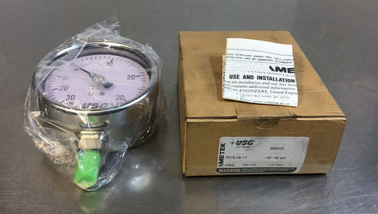 Ametek / USG  C656  356002  Pressure Gauge  -30~30 PSI  1/4NPT 100mm   6D