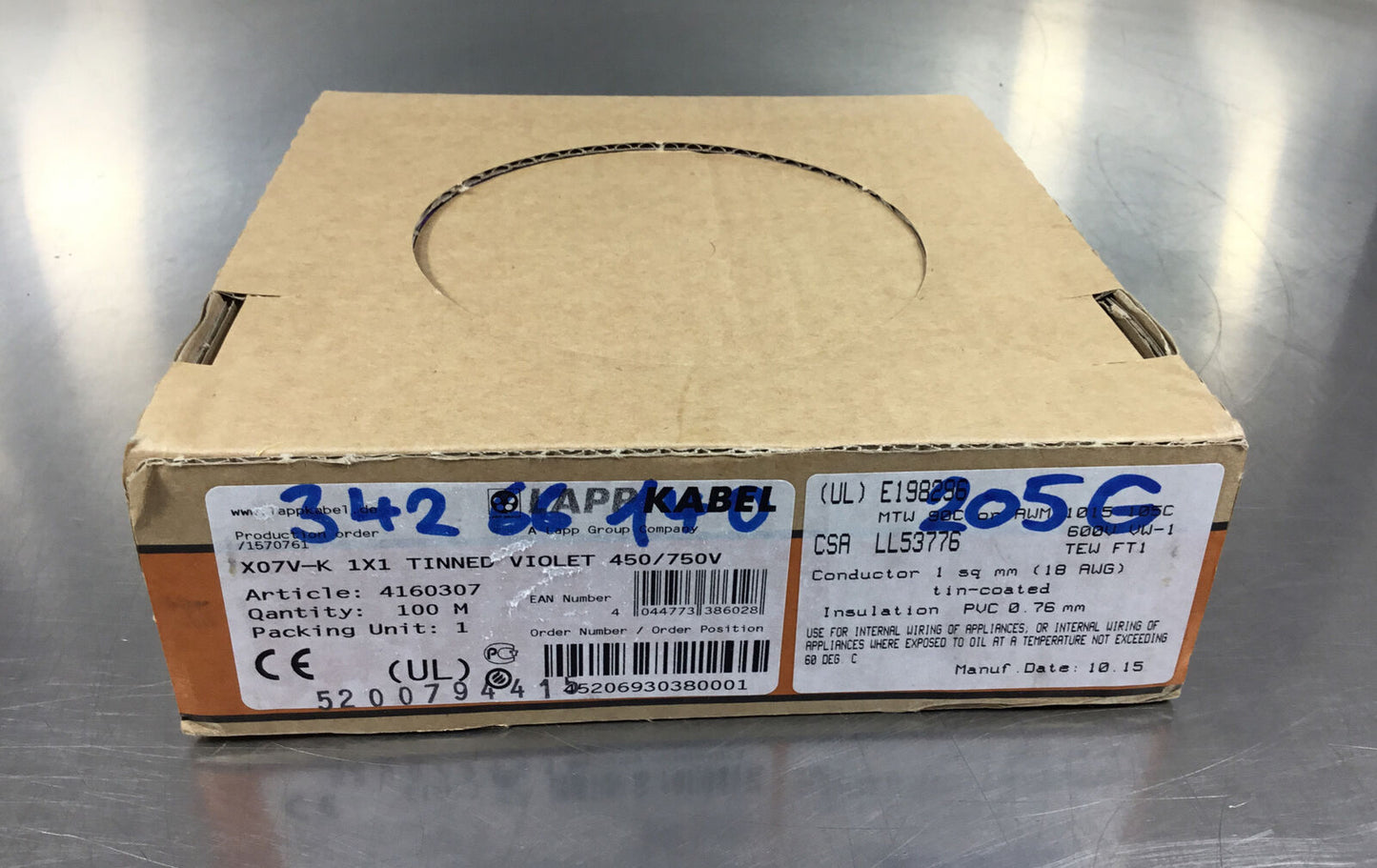 Lapp Kabel X07V-K 1X1 TINNED VIOLET 450/750V     6B-1