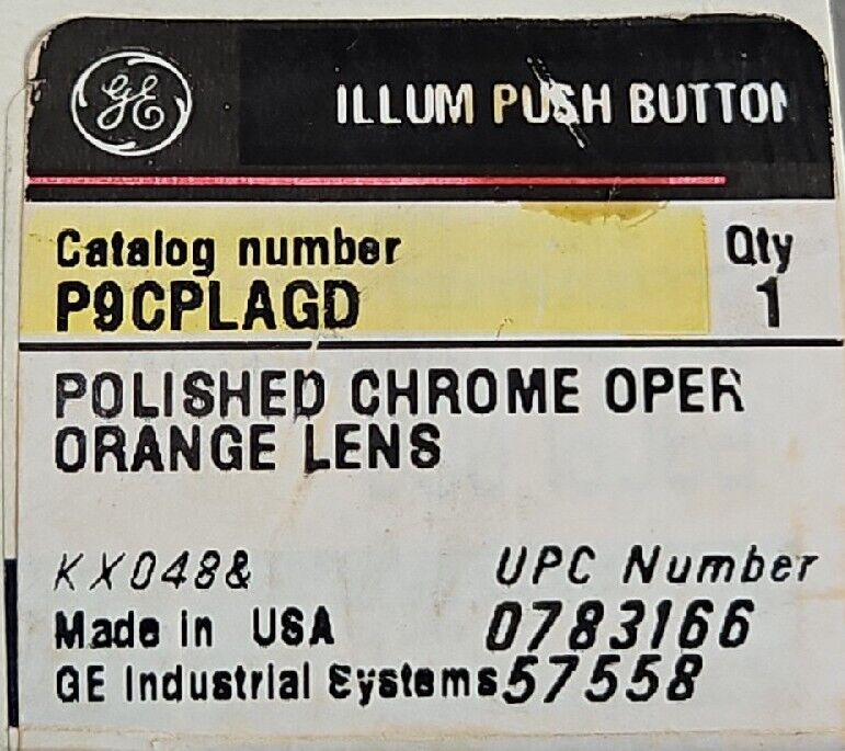 GE P9CPLAGD Pushbutton Switch.                                         Loc 4E-1