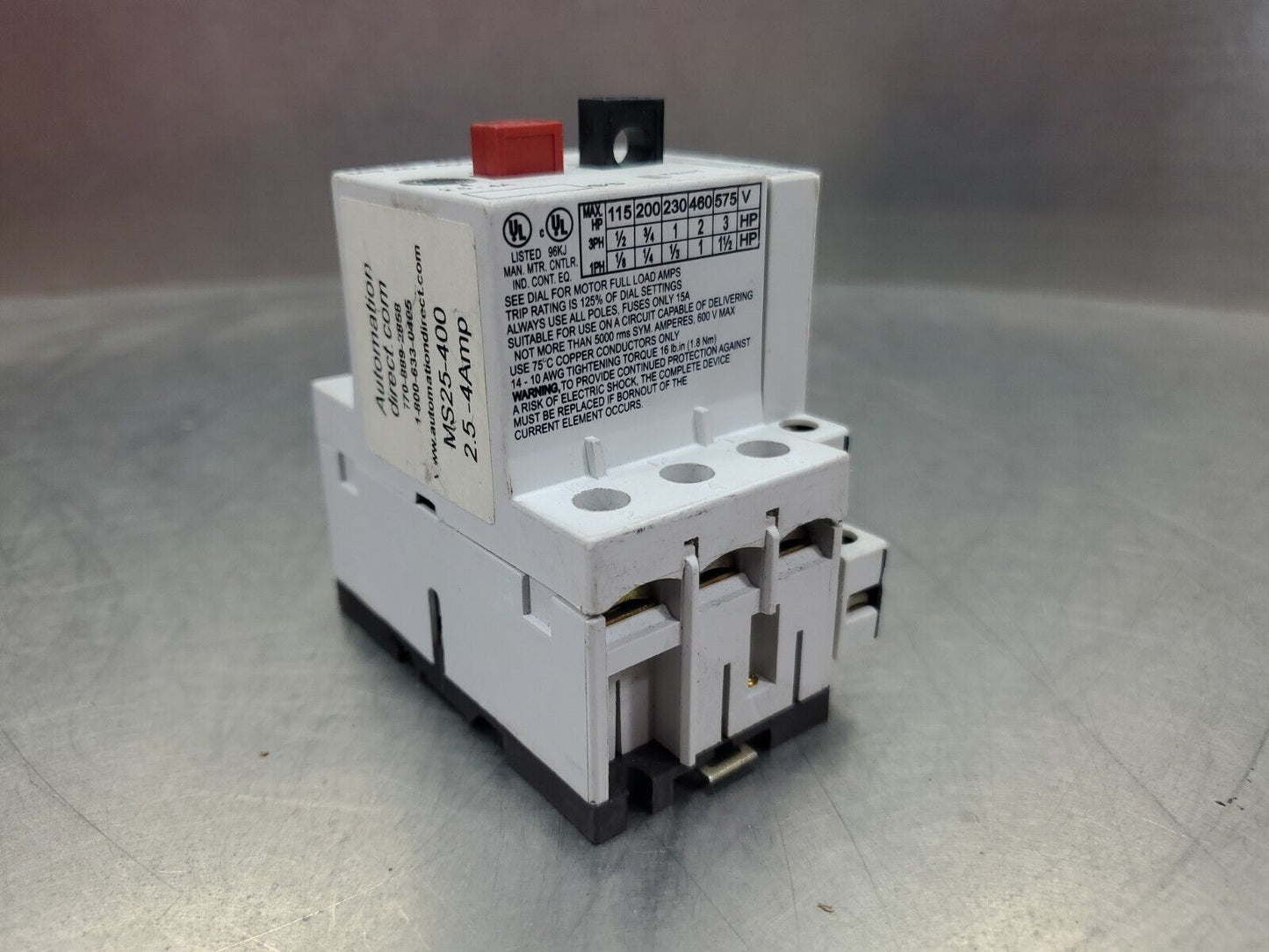 Automation Direct MS25-400 Manual Motor Starter 2.5-4 Amp.                  4E-8