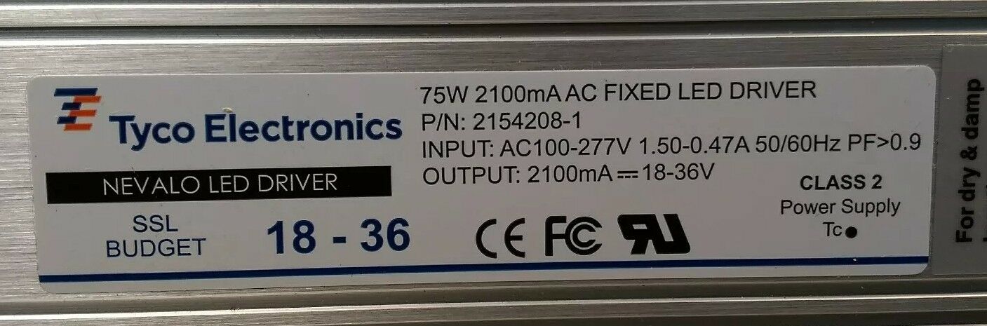 TYCO 2154208-1 Fixed LED Driver 75W 2100mA    6C