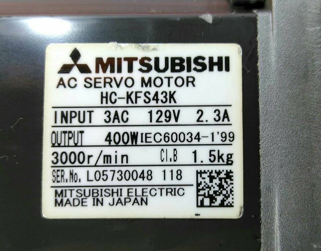 Mitsubishi HC-KFS43K AC Servo Motor+Sumitomo ANF J-K40-SV-20 MC-Drive.  1J