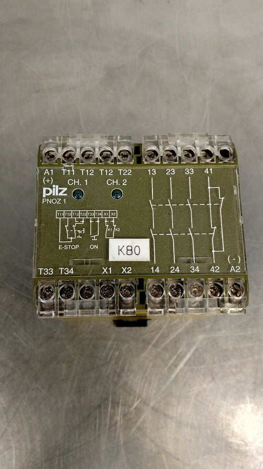 Pilz PNOZ 1 3S/1Ö Safety Relay, Input: 24VDC, Load: 230VAC 5A / 24VDC 7A BIN#2