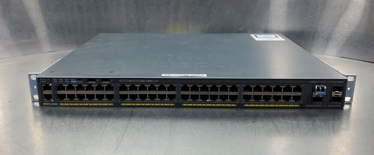 Cisco WS-C2960X-48FPS-L V02 48-Port Gigabit Ethernet Switch.               3F-25
