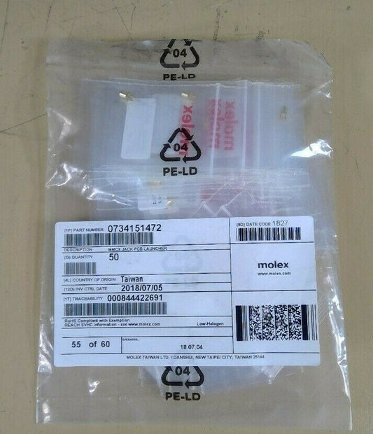 Molex 0734151472 (Lot of 50) 73415-1471 / 73415-1472 MMCX Jack PCB Launcher   3H