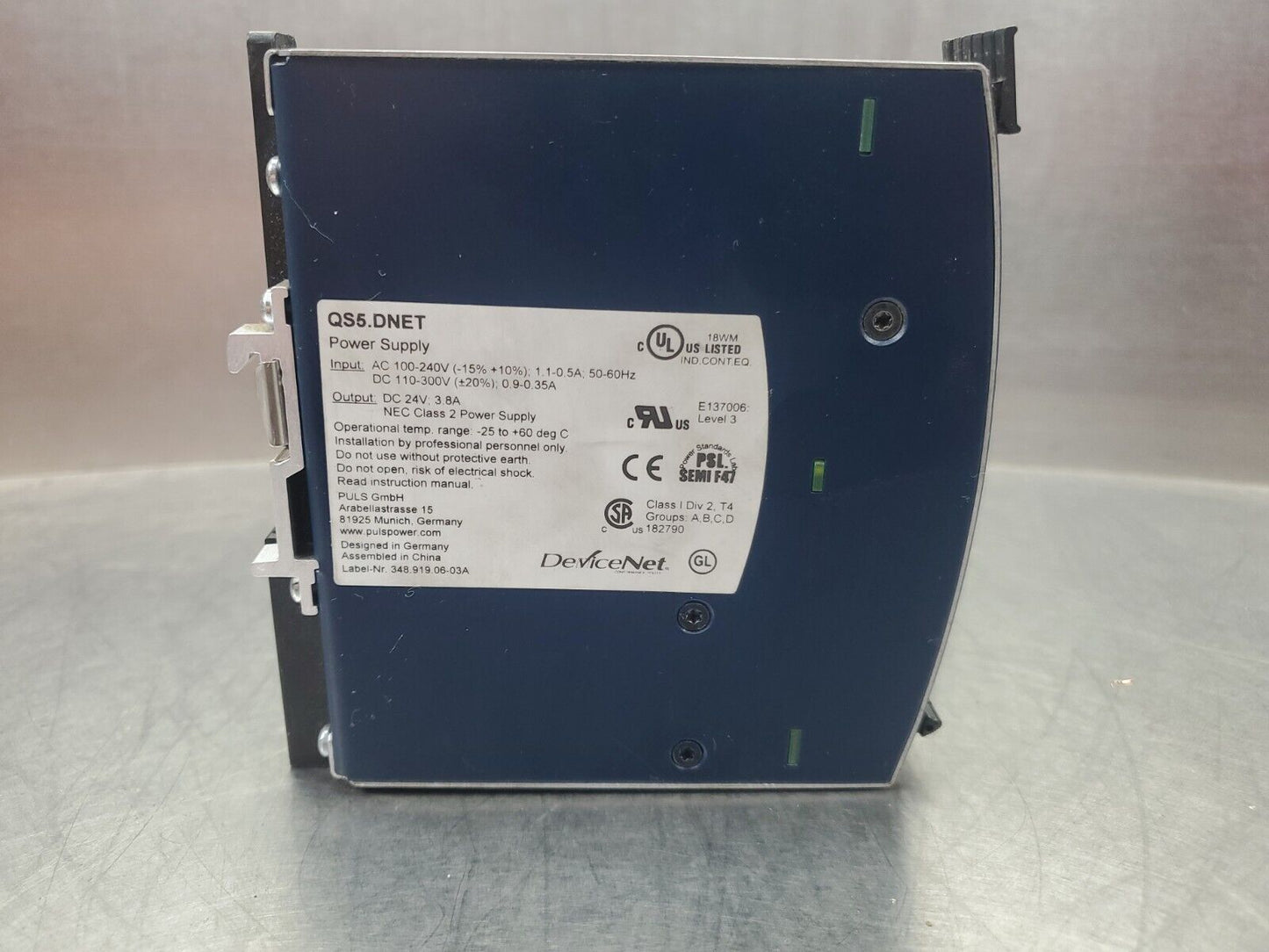 PULS QS5.DNET DeviceNet Power Supply - 24V, 3.8A.                           4E-5