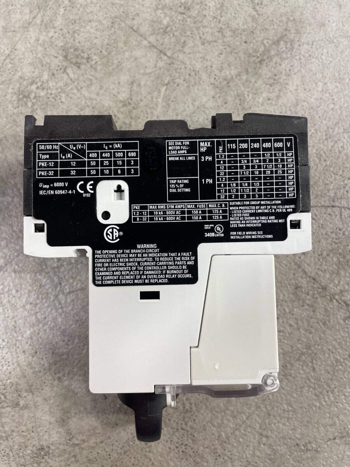 Eaton Moeller PKE-XTUA-4 White Cutler Hammer Trip Block Circuit Breaker  LOC-2D