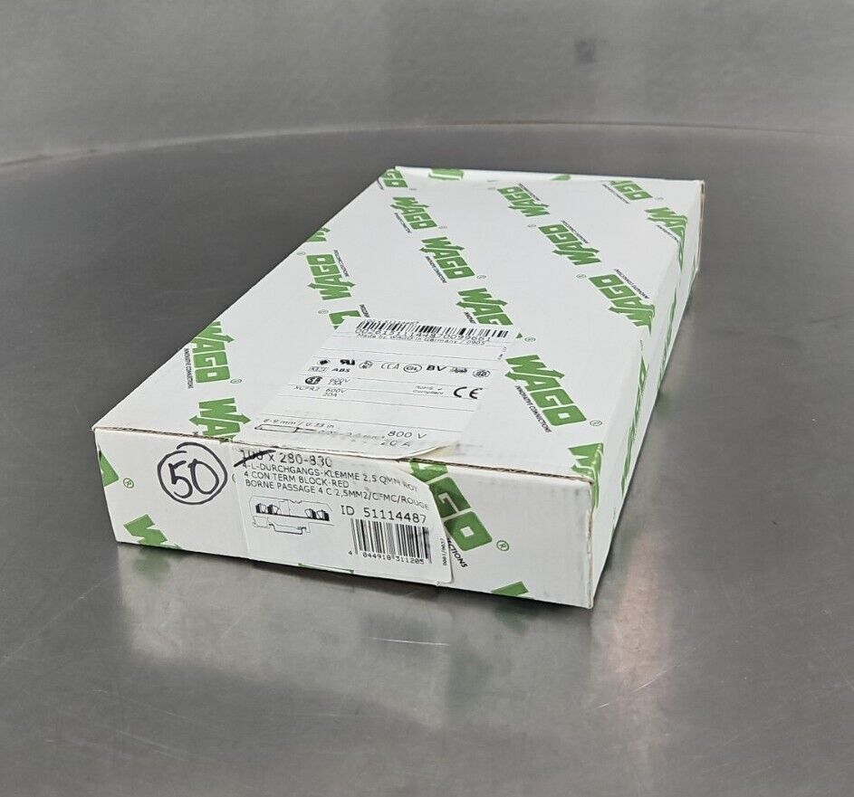 WAGO 280-830 Conductor Through Terminal Block - Lot of 50.               Loc3C-8