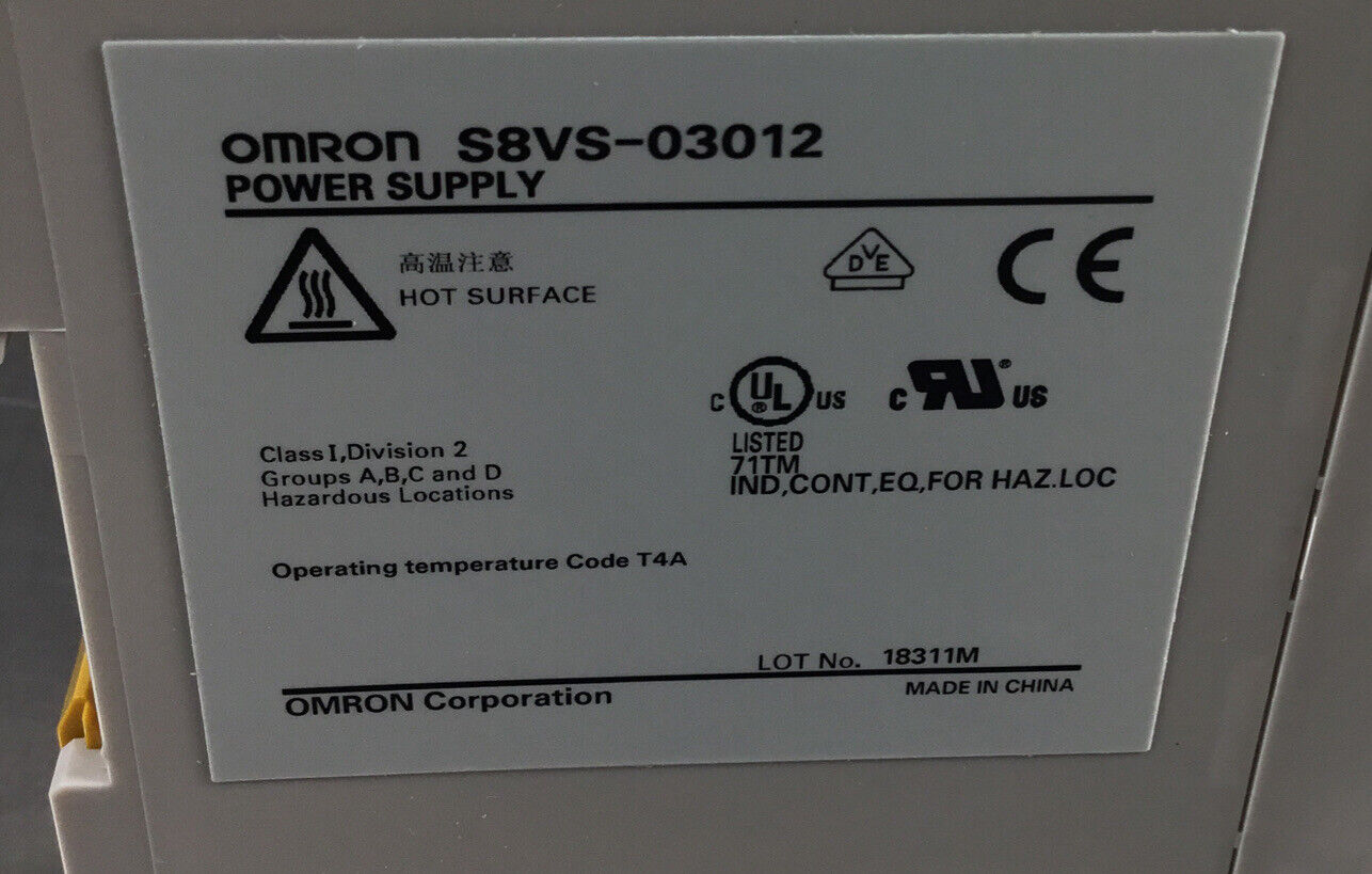 Omron S8VS-03012 DIN Rail Switching Power Supply  12VDC 2.5A output     4E-18