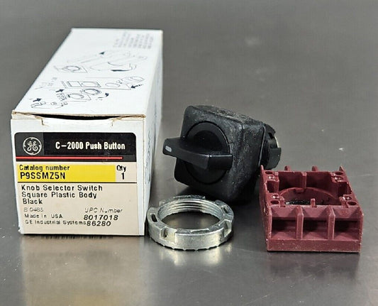 GE P9SSMZ5N Knob Selector Switch Square Plastic Body Black             Loc 4E-13