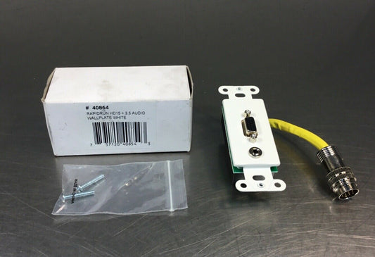 RAPIDRUN #40854 HD15 + 3.5 AUDIO WALLPLATE WHITE.    4H