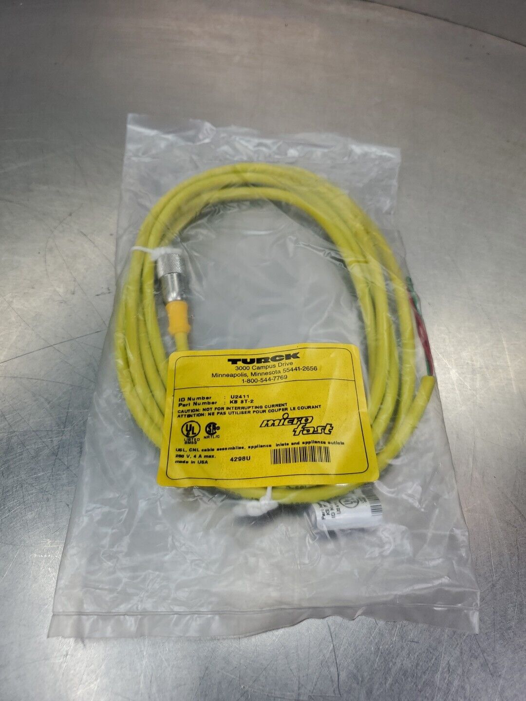 TURCK KB 3T-2 (ID# U2411) MicroFast PLC Cable.                             5D-16