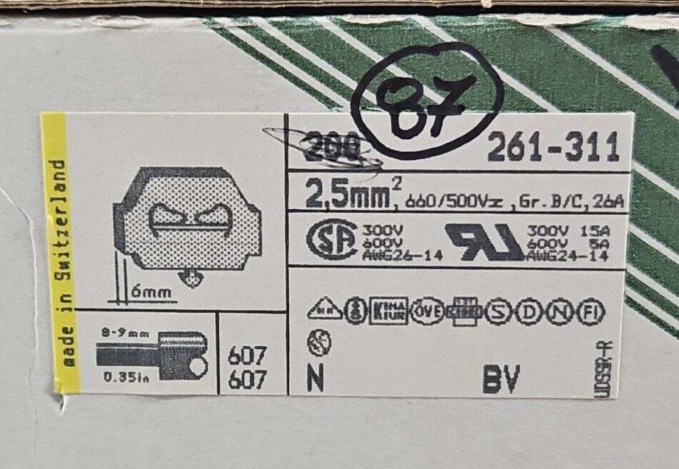 Wago 261-311 conductor Ground Terminal Block -Lot of 87                 Loc3E-15