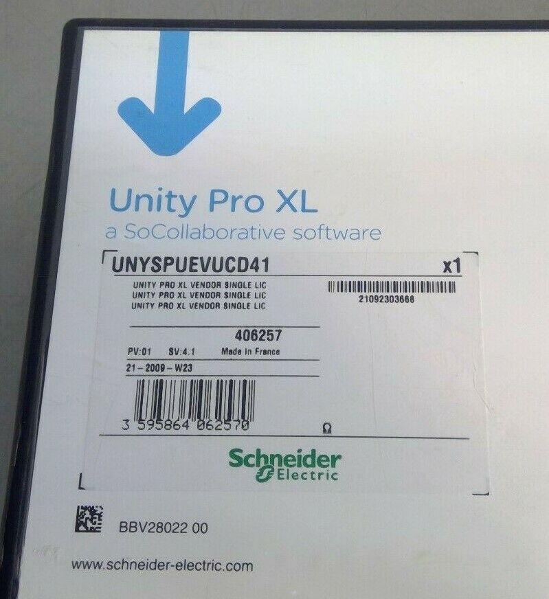 Schneider Electric UNYSPUEVUCD41 Unity Pro XL Single LIC - SN: 21092302999    3C