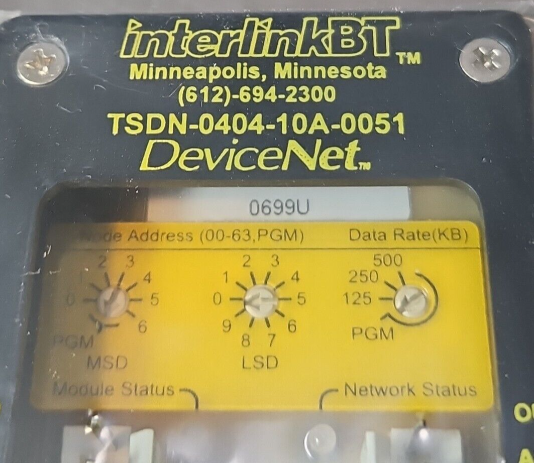 INTERLINKBT TSDN-0404-10A-0051 DEVICENET NETWORK MODULE.    Loc3C22