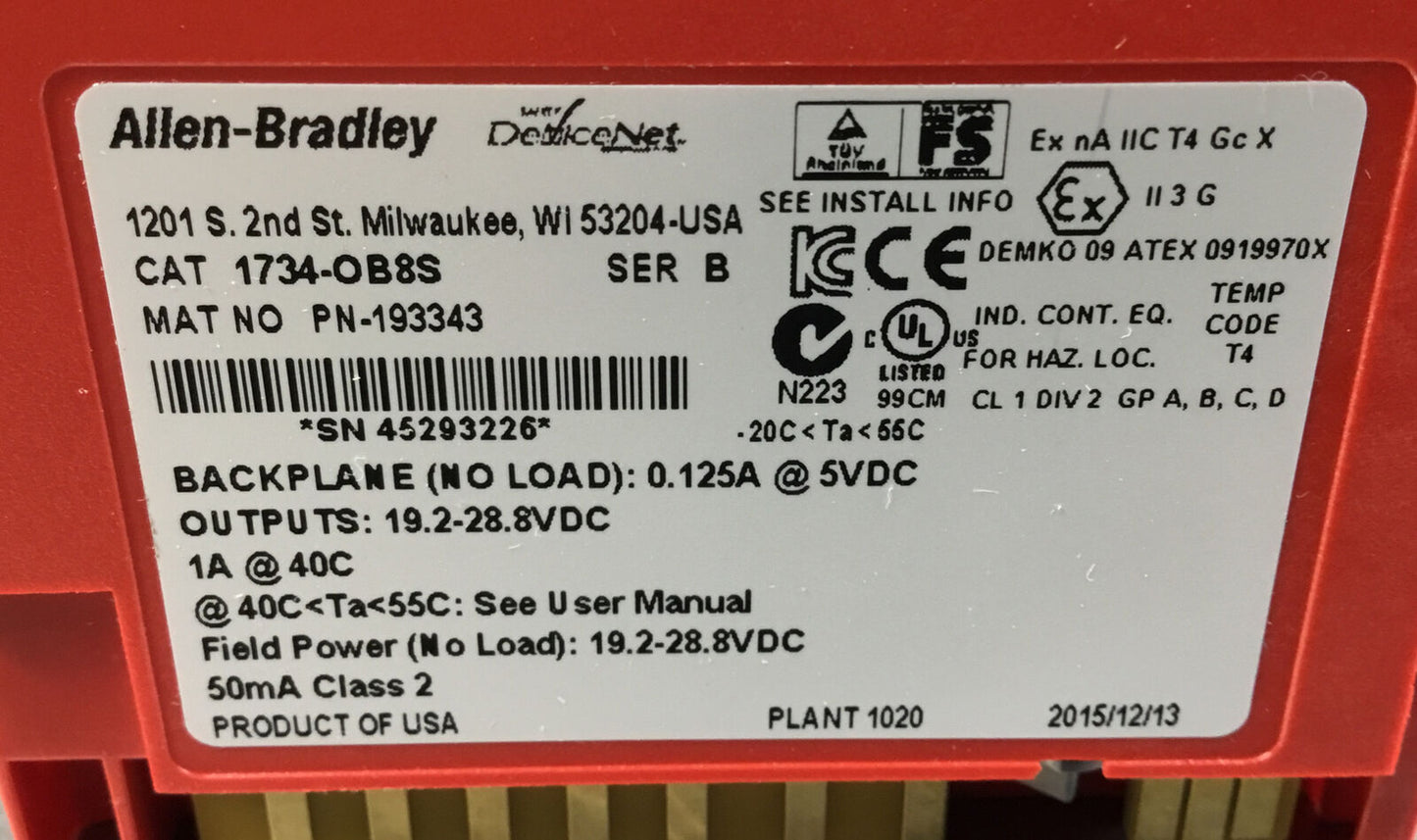 Allen Bradley  1734-OB8S /B  POINT I/O 8-Ch Safety Output Module   3E-27