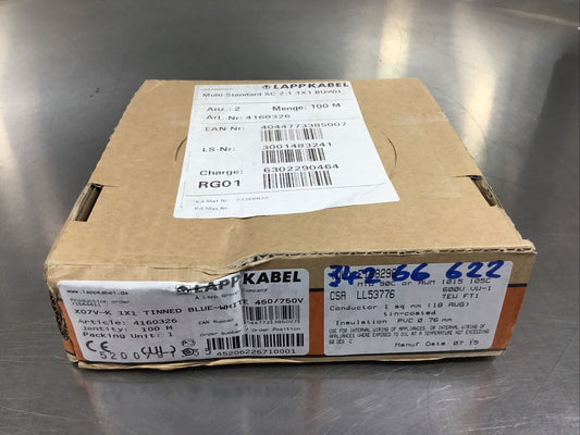 Lapp Kabel X07V-K 1X1 TINNED BLUE-WHITE 450/750V     6B-1