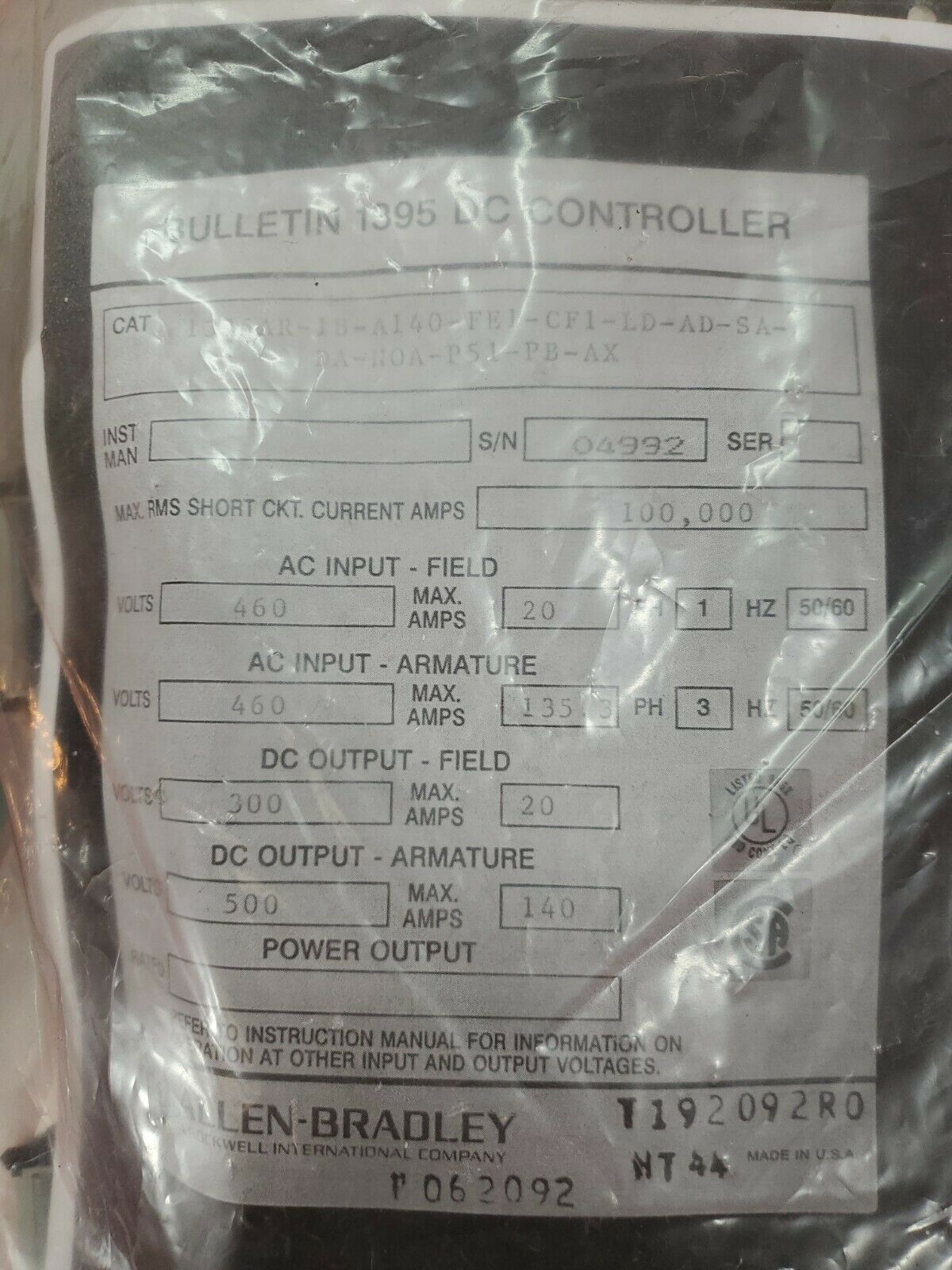 Allen-Bradley 1395 DC Drive Control Boards From 1395AR-1B-A140-FE1-CF1-   3C