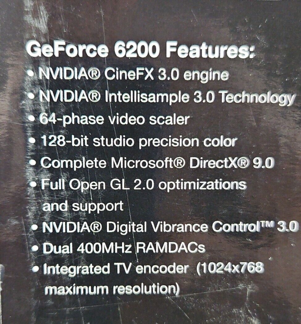 EVGA NVIDIA GeForce 6200 512MB DDR2 AGP 8X Graphics Card.         3D-19