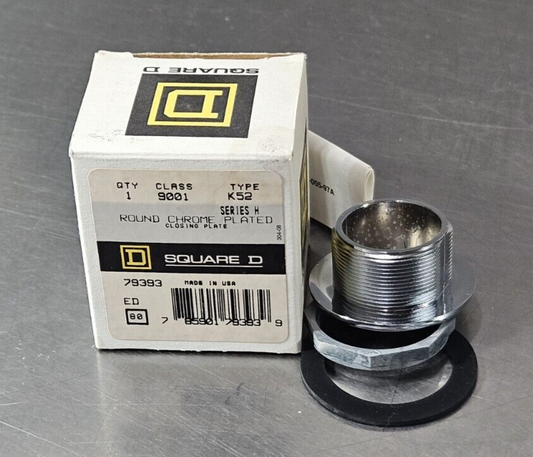 Square D Closing Plate 9001K52  Ser H Round Chrome Plated.              Loc4C-19