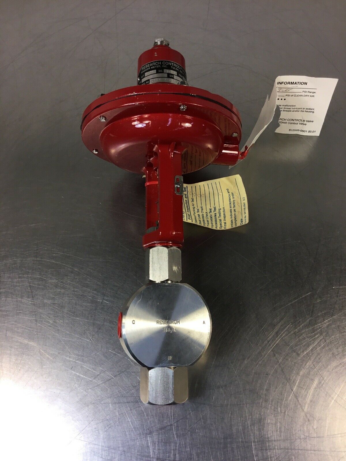 BADGER METER 1002TBN36SV0SBLN36 RESEARCH CONTROL VALVE 316/L SS   6E