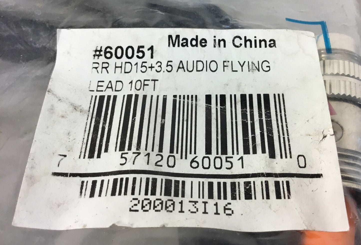Rapidrun 10ft Flying Lead Audio Cable #60051 / 200013I16 RR HD15+3.5     5E
