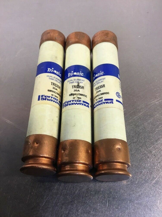 TRS35R 3 pc. Ferraz Shawmut Tri-onic  Fuse 35Amp 600VAC 300VDC Time Del. RK5  4B