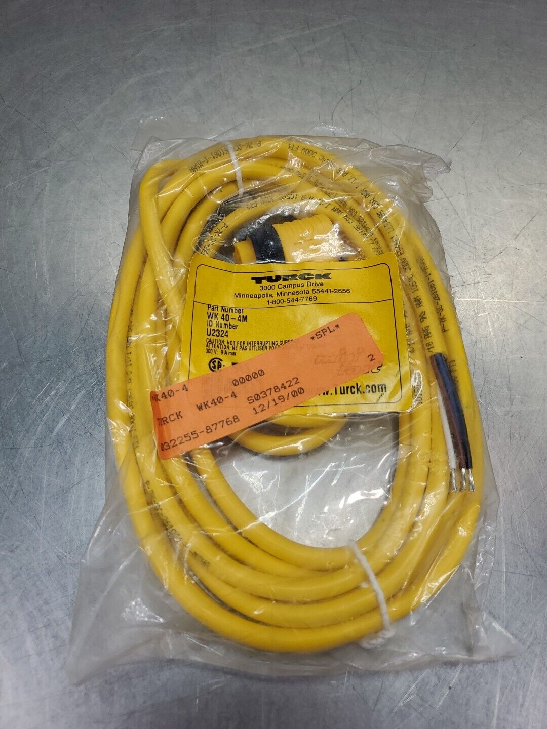 TURCK WK40-4M (U2324) 300V 9A PLC Cable.                                   5D-17