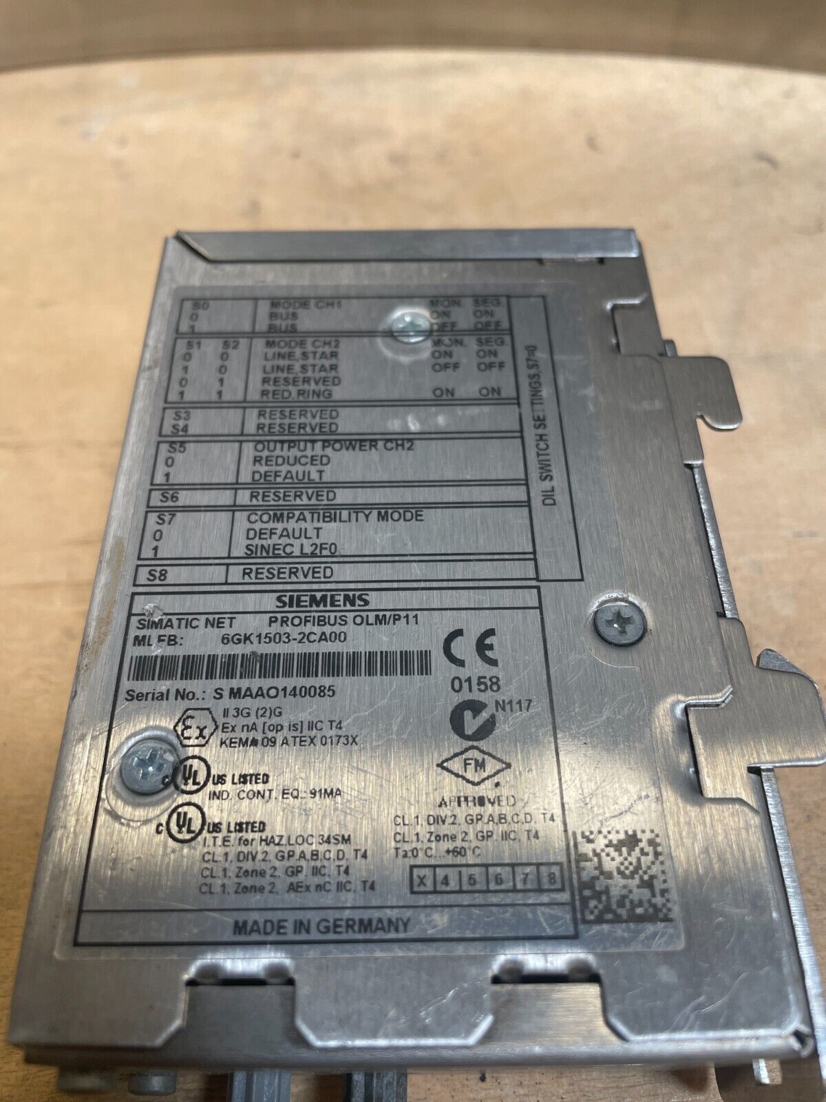 Optical Link Module Siemens OLM/P11 V4.0 Silver 6GK1503-2CA00 Profibus Optical Link Module ...