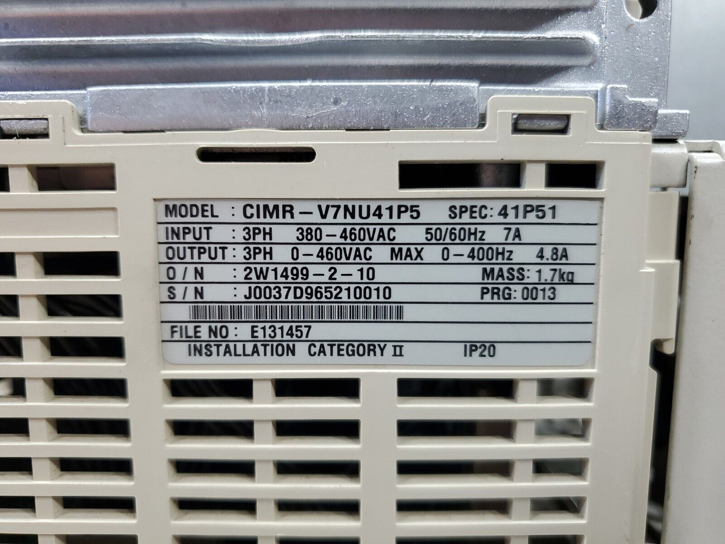 Yaskawa V7N (CIMR-V7NU41P5) 3PH 460V 4.8A Varispeed Drive.                    1C