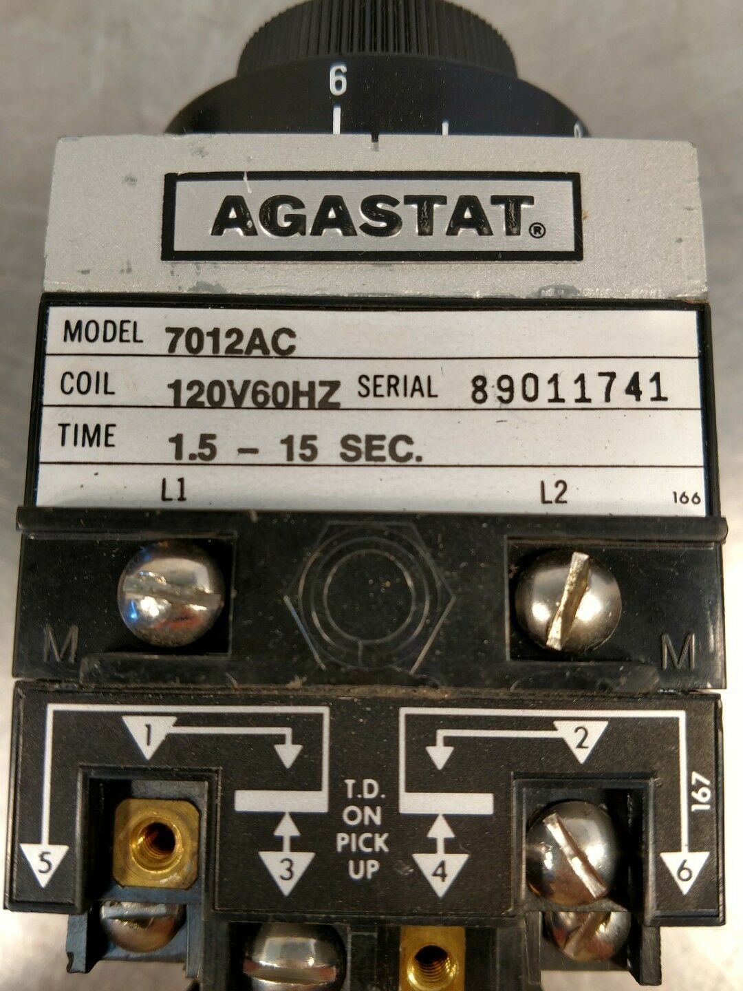 Agastat 7012AC Timing Relay 1.5-15 Seconds 120V 60Hz 4D