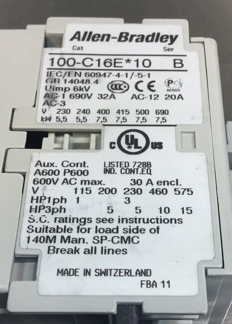 ALLEN BRADLEY  100-C16E*10 /B  +  193-EEDB /C  CONTACTOR COIL 24 VDC 3.2-16A  4C