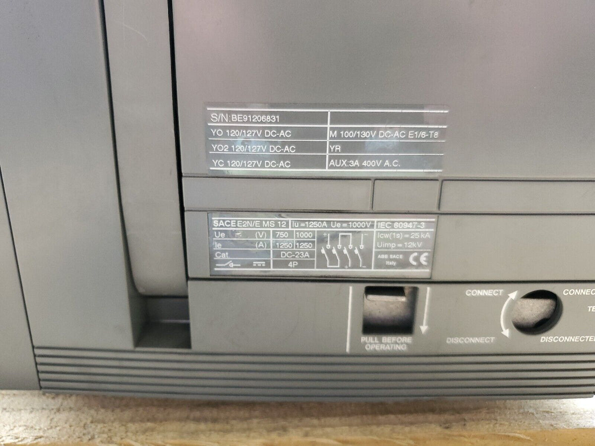 ABB SACE Emax E2N/E MS12 1259A 1000V 4P Circuit Breaker.                      6F