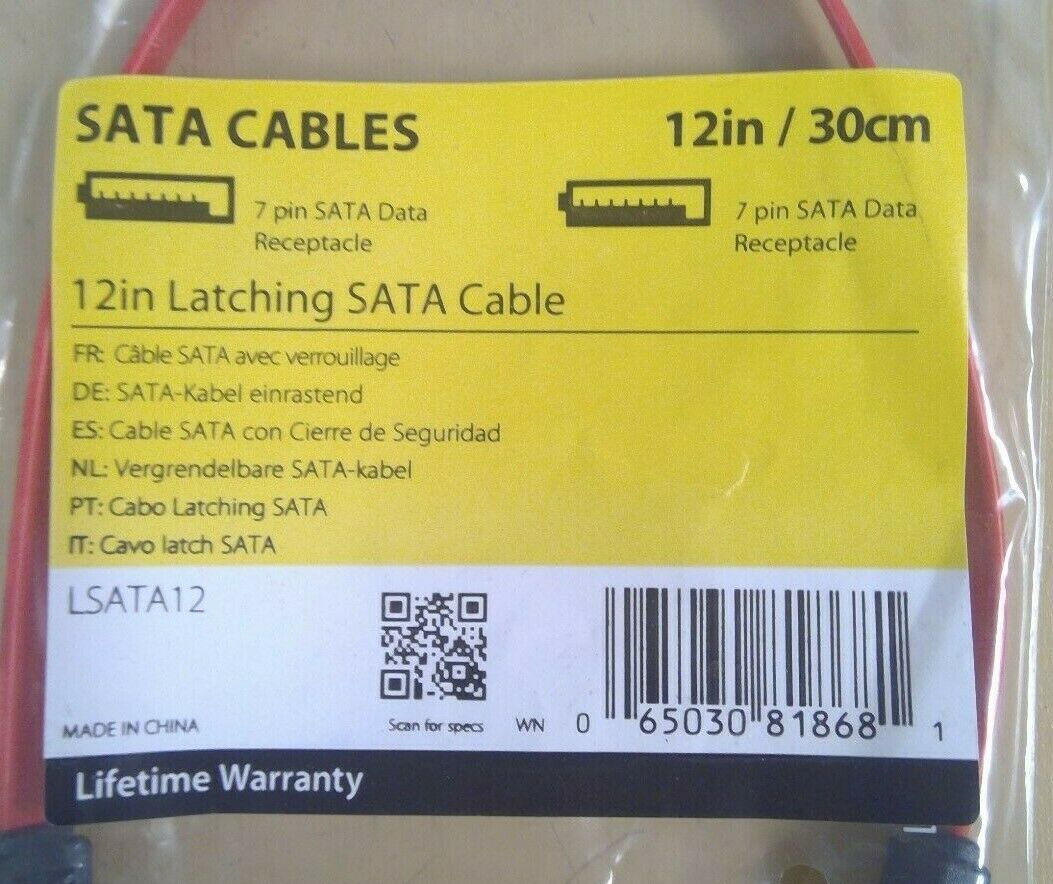StarTech LSATA12 - 12in Latching SATA Cable                        5D