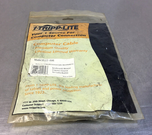 TRIPP LITE P222-006 KEYBOARD MOUSE EXTENSION CABLE PS/2 MINI-DIN6 M/F 6'   5E