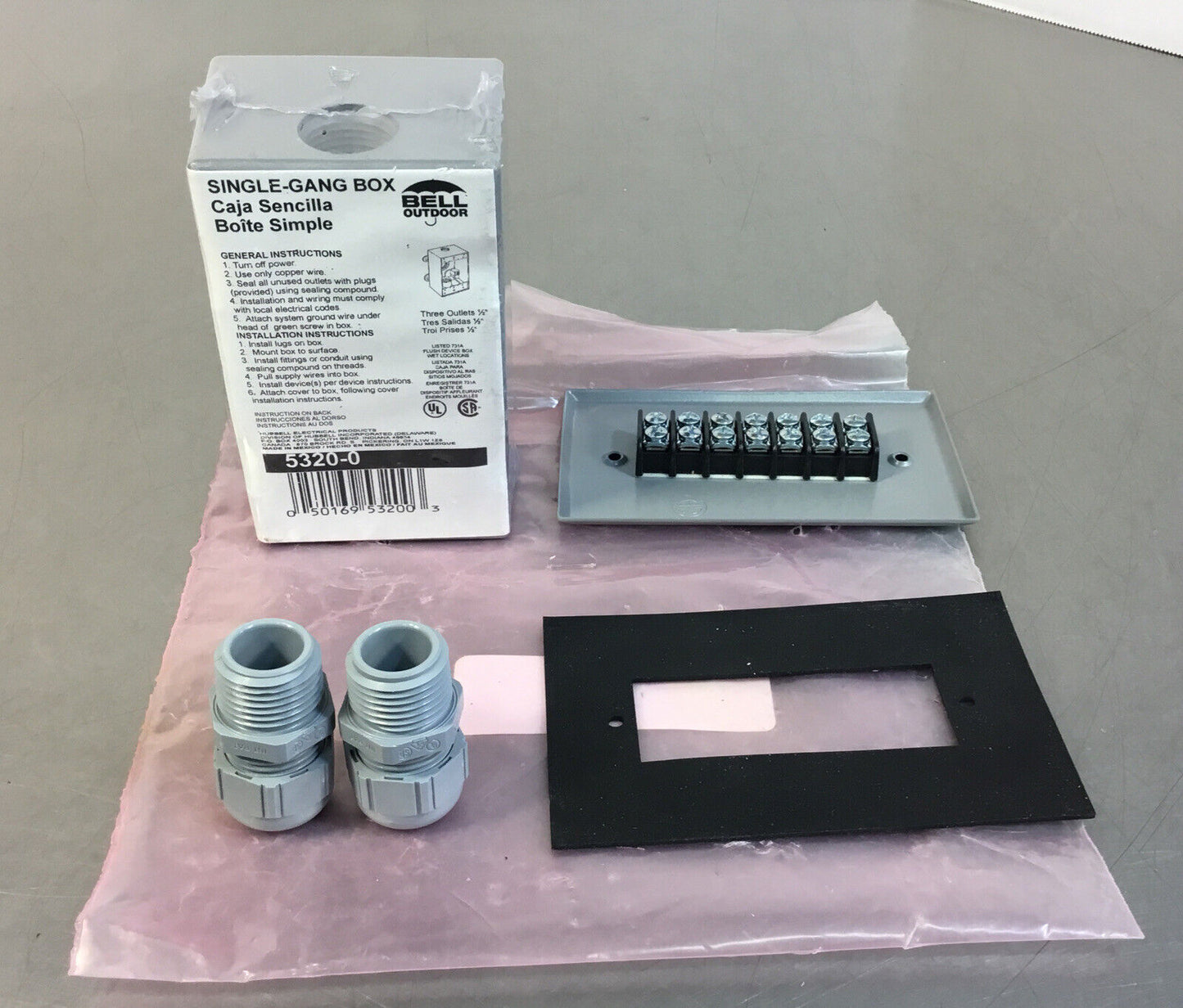 Hubbell-Bell 5320-0 Single Gang 3  1/2-Inch Outlets Weatherproof Box Elec.   4B