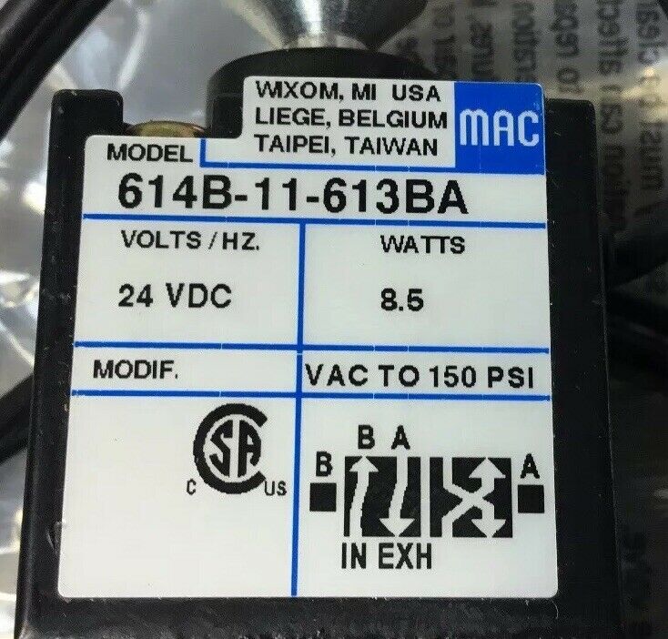 MAC VALVES INC 614B-11-613BA    6C
