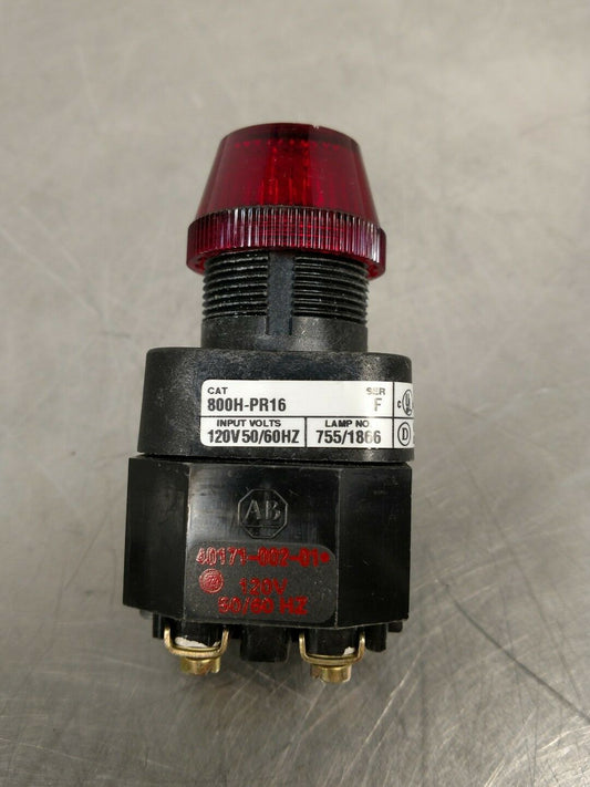 ALLEN BRADLEY 800H-PR16 Ser. F Indicator Light Red 4A