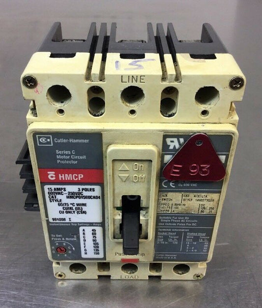 CUTLER HAMMER HMCP015E0CA04 /C CIRCUIT BREAKER 15A, 600VAC-250VDC           4E-2