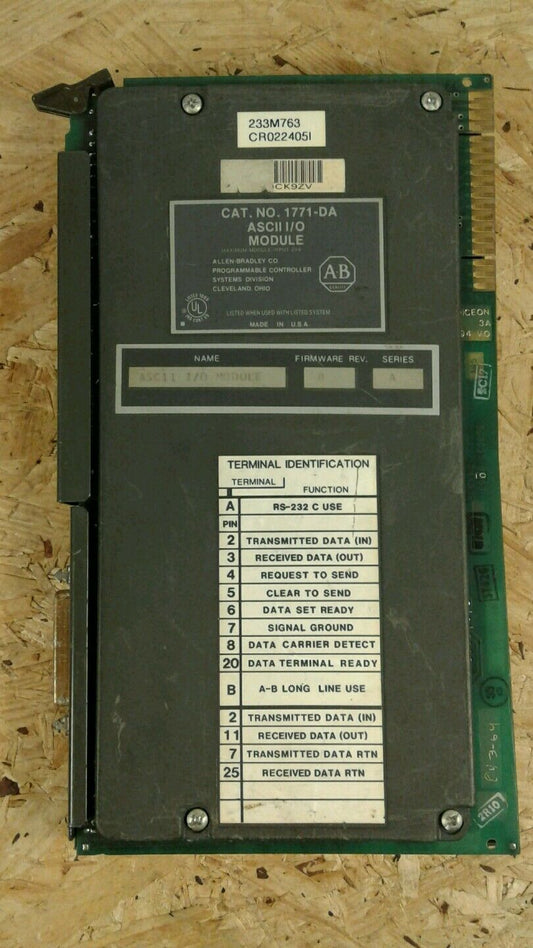 Allen Bradley ASCII I/O Module 1771-DA Ser A                                 AUC