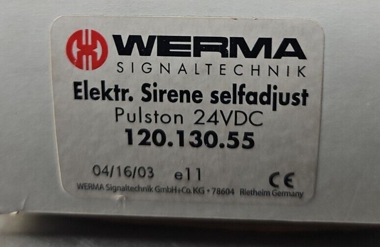 WERMA 120.130.55 Elektr. Sirene Selfadjust Pulston 24VC. 77-102db.      Loc4C-24