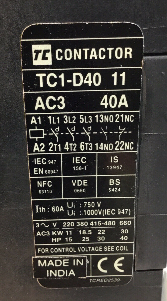 TC  TC1D4011  Contactor 3Ph 40A      4E-13