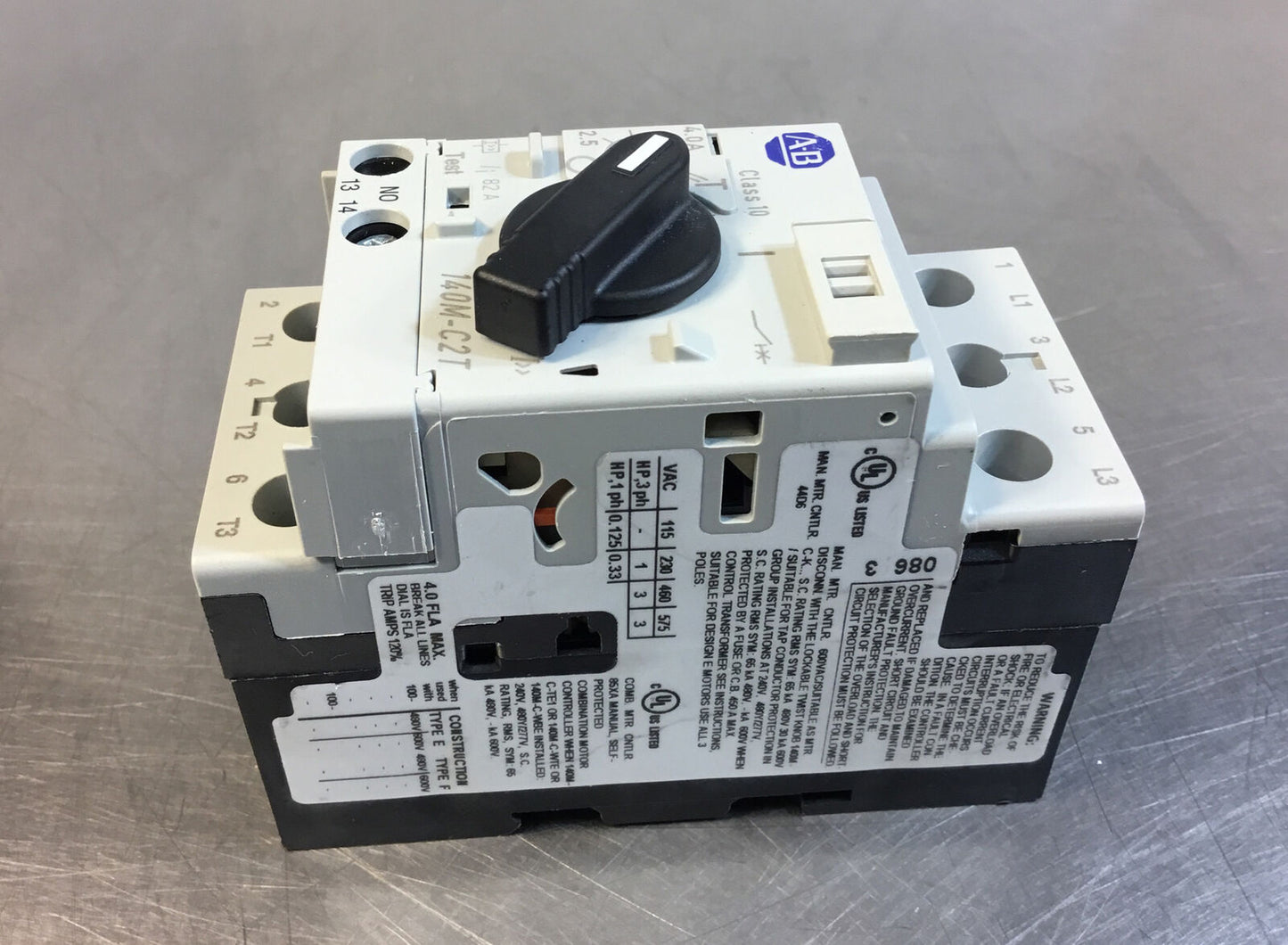 ALLEN BRADLEY  140M-C2T-B40 /C  MOTOR PROTECTION CIRCUIT BREAKER  2.5-4.0A   4C