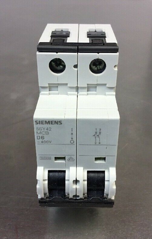 Siemens 5SY42 MCB D6 circuit breaker 400V 2 Pole.  Loc.4A