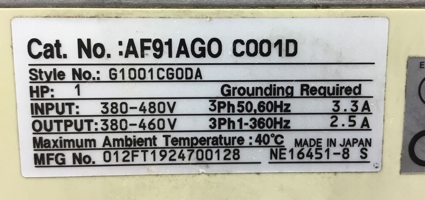 CUTLER HAMMER AF91AG0-C001D 1HP DRIVE 380-460V 3Ph 2.5A  1C