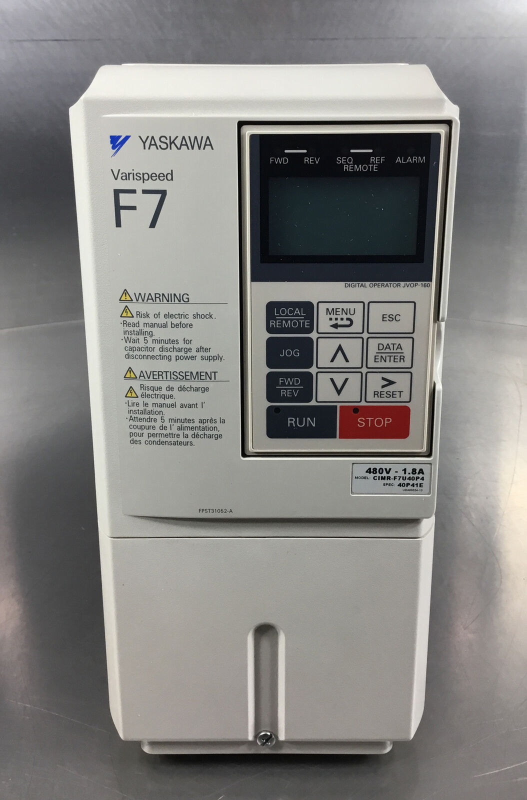 YASKAWA ELECTRIC  CIMR-F7U40P41E  Vari-Speed F7 Drive 3Ph 0-480VAC 1.8A   1B