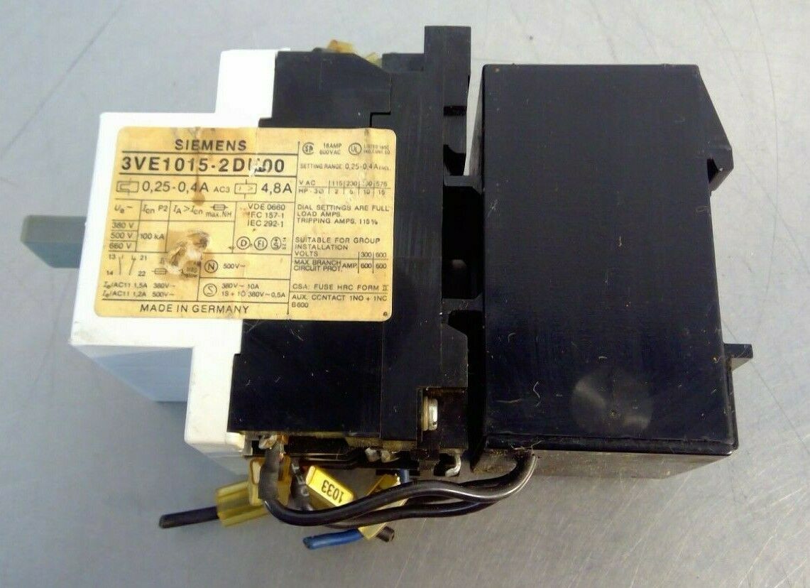 Siemens - 3VE1015-2DU00 - Motor Protector Starter                   4E-14