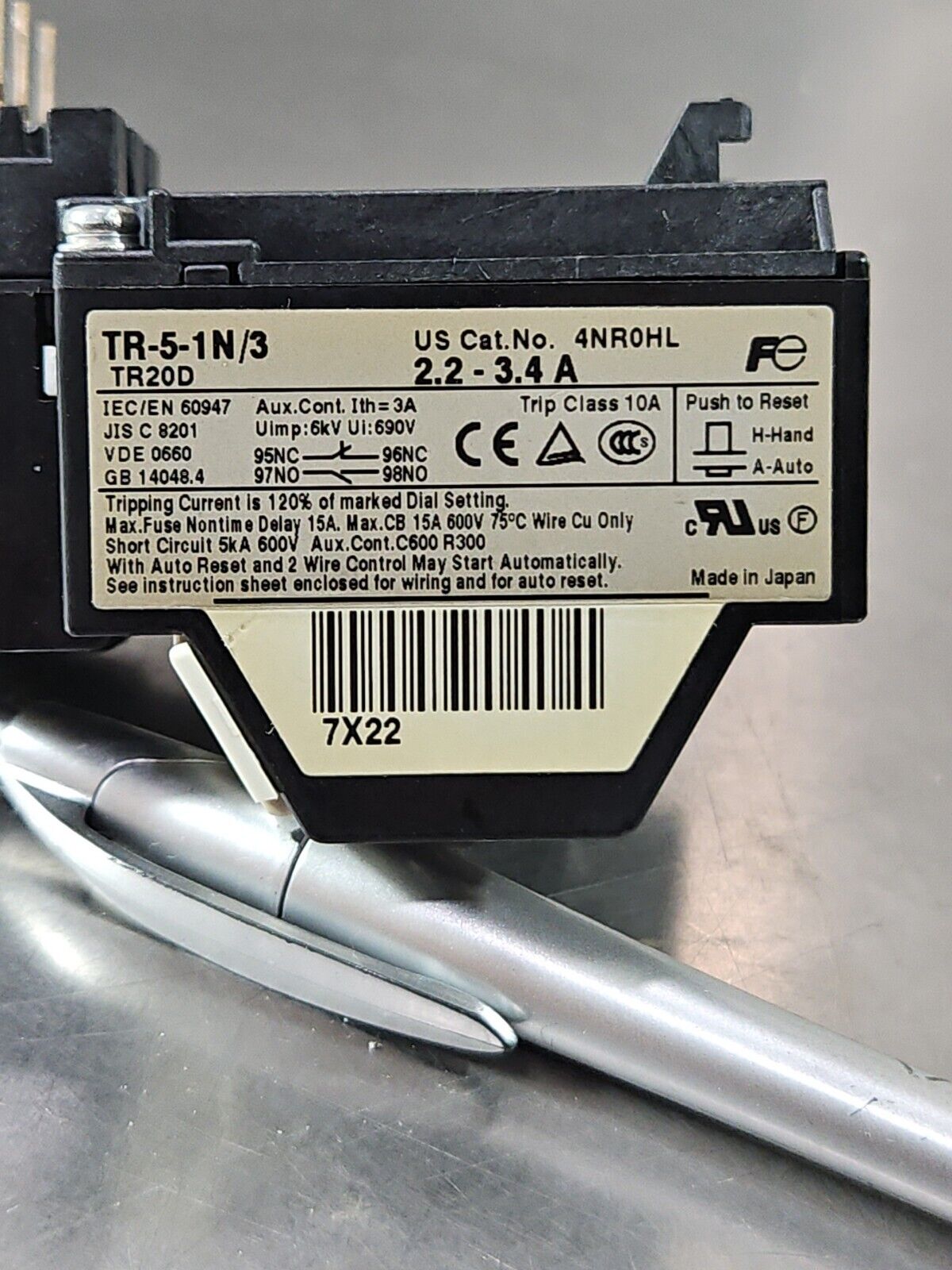 Fuji Electric TR-5-1N/3 Thermal Overload Relay.                            3C-11